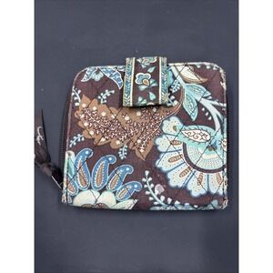Vera Bradley Bi-Fold Wallet Womens Quilted Zippered Java Blue‎